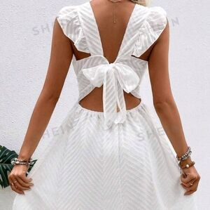 Large LUNE Guipure Lace Insert Butterfly Sleeve Dress